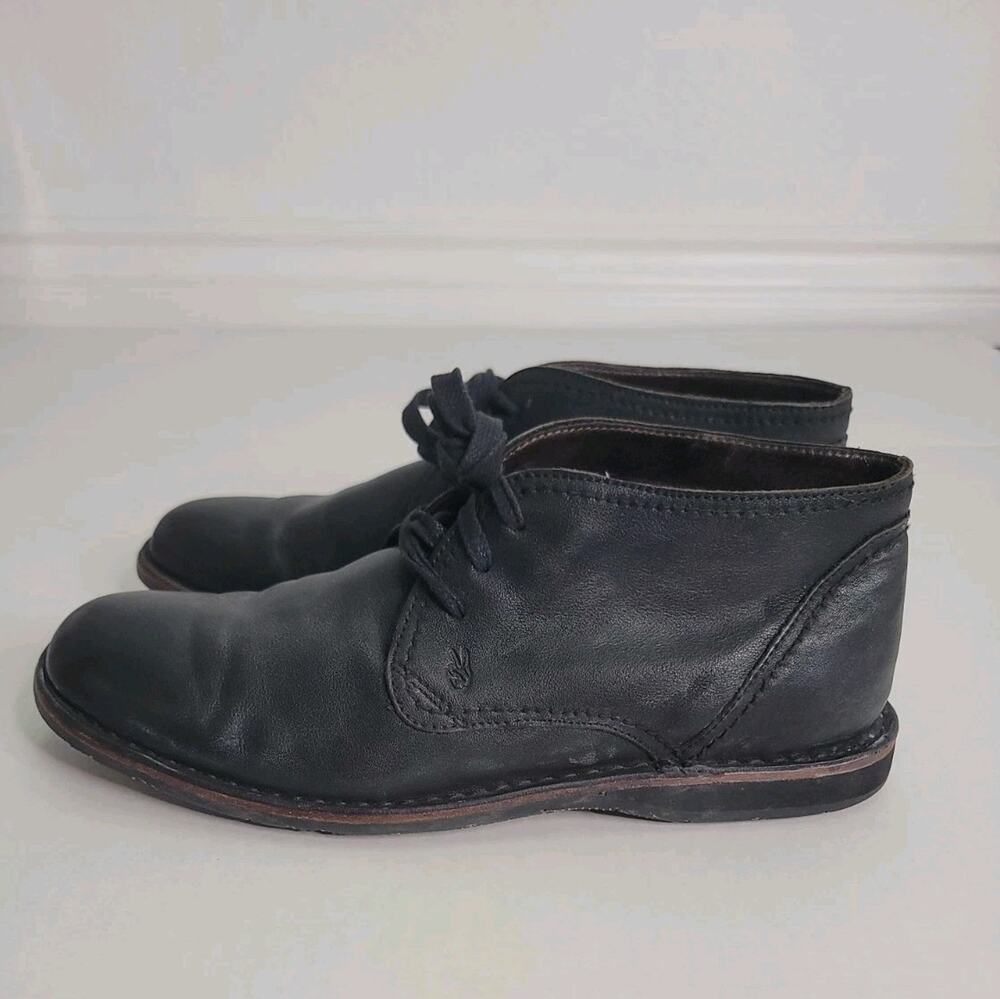 John Varvatos Ankle Boots Mens 10M Black Hipster Chukka Leather Lace Up Preppy